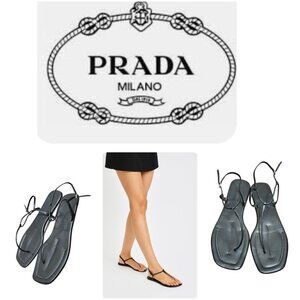 Prada Leather T-Strap Sandals Women's Size EU 40/US 9.5